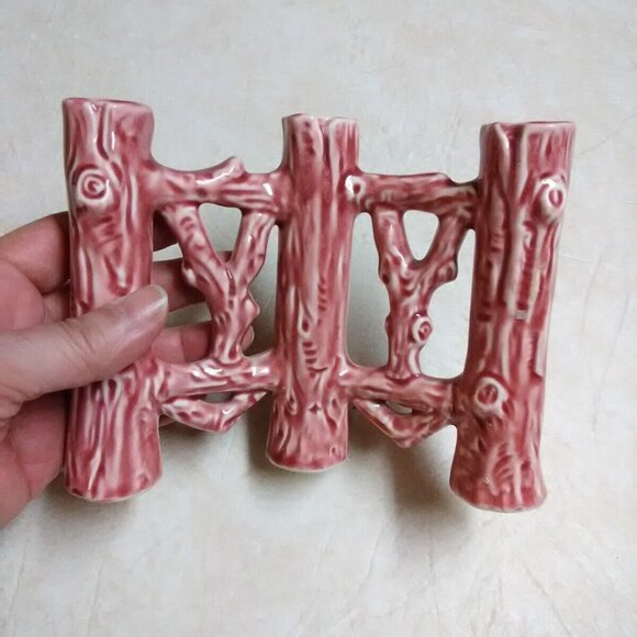 Erphila Fayence Germany log fence bud vase vintage excellent - Picture 9 of 9